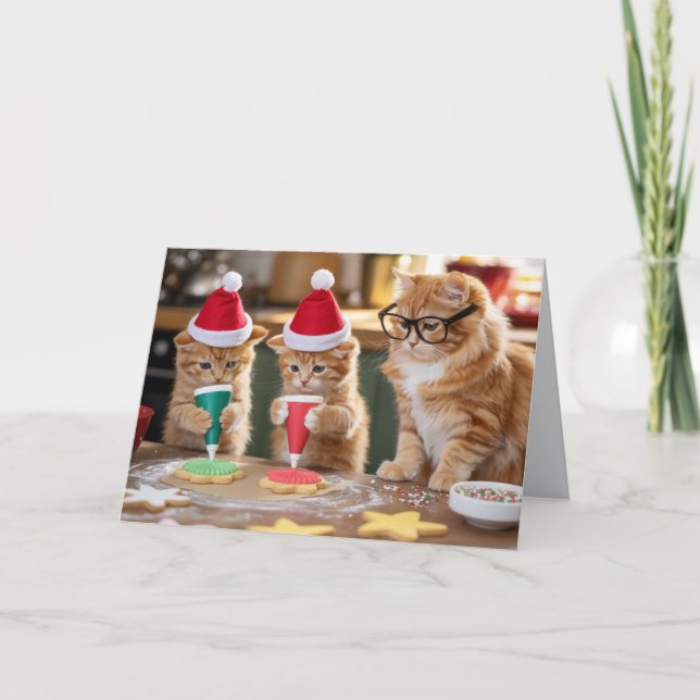 Tarjeta Orange Tabby Christmas Cookies  Card (Anverso)
