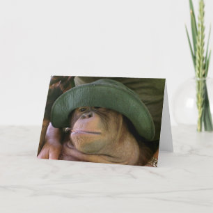 Tarjeta Orangután en Gorra del ejército
