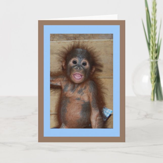 Tarjeta Orangután sonriente precioso del bebé (Anverso)
