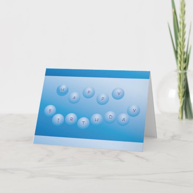 Tarjeta Orbs Blue Happy Birthday (Anverso)