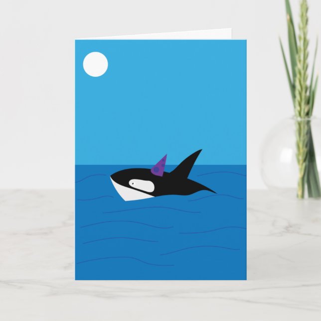 Tarjeta Orca caprichosa, ten una ballena de cumpleaños (Anverso)