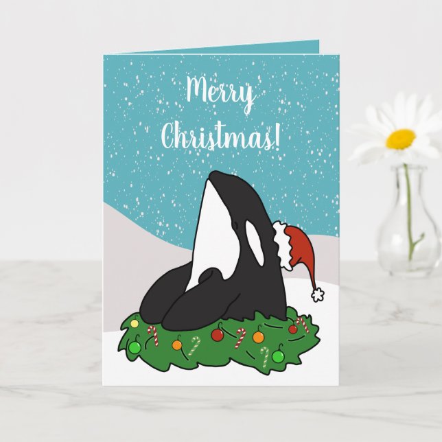 Tarjeta Orca para navidades (Planta pequeña)