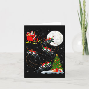 Tarjeta Orca Santa Trineo Volador Divertido Mágico Navidad