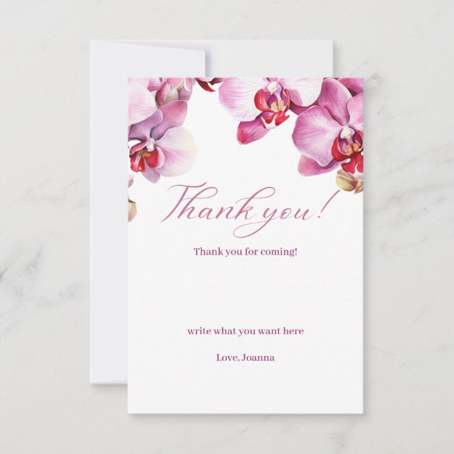 Tarjeta Orchid Baby Shower Gracias (Anverso)