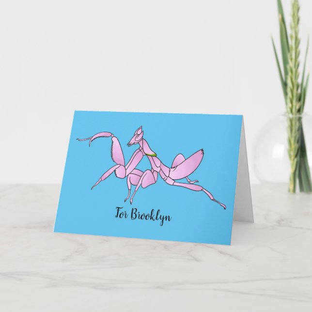 Tarjeta Orchid mantis cartoon illustration  (Anverso)