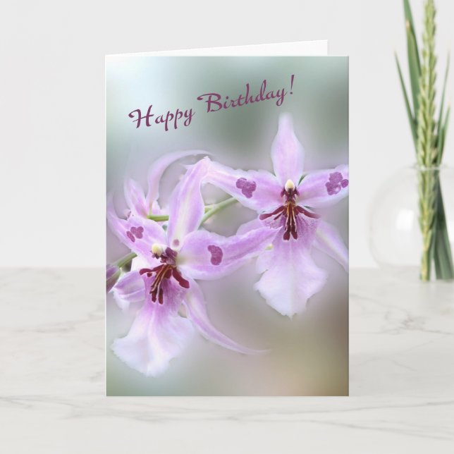 Tarjeta Orchids Happy Birthday! (Anverso)