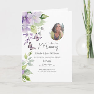 Tarjeta Orden de servicio de funeral floral púrpura 4 foto