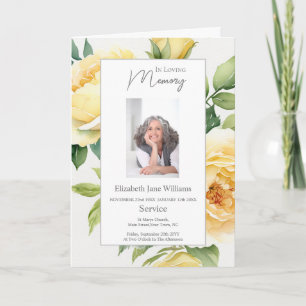 Tarjeta Orden de Servicio Funeral de Rosa Amarilla Foto 