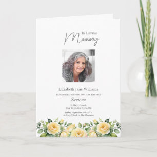 Tarjeta Orden de Servicio Funeral de Rosa Amarilla Foto