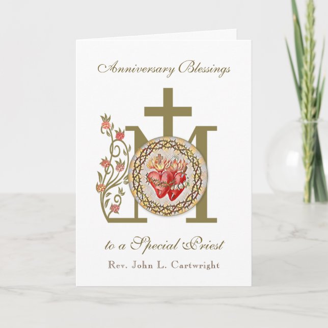 Tarjeta Orden del Aniversario del Sacerdote Virgen María J (Anverso)