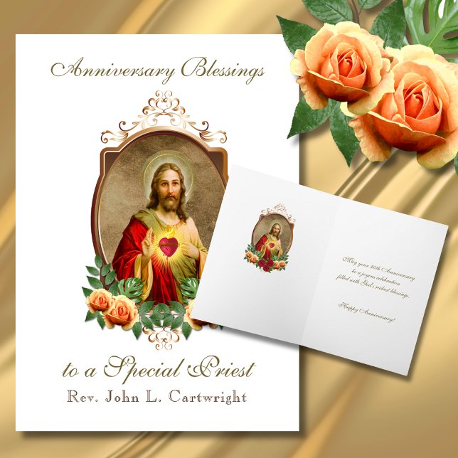 Tarjeta Ordenación Aniversario Sacerdote Sagrado Corazón d (Subido por el creador)