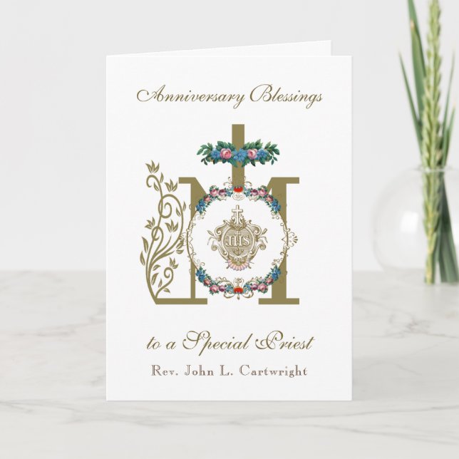 Tarjeta Ordenación de Aniversario del Sacerdote Marian Cro (Anverso)