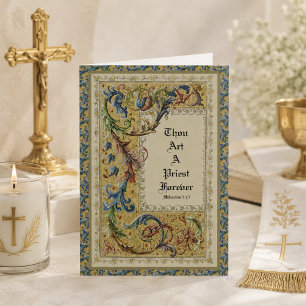 TARJETA ORDENACIÓN DE SACERDOTE CATÓLICO PRIMERA MISA ESCR