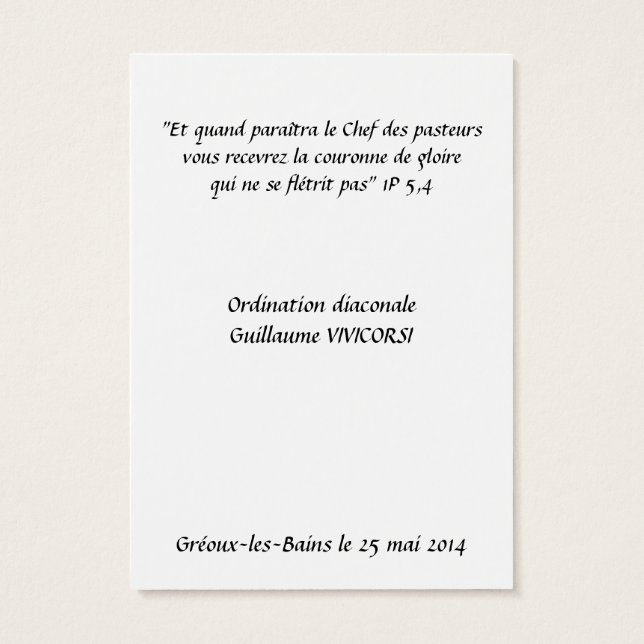 Tarjeta Ordenación Diaconato (Atrás)