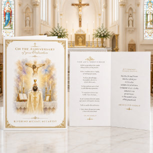 Tarjeta Ordenación Sacerdotal Eucarística Católica Bendici