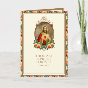 Tarjeta Ordenación Sacerdotal Sagrado Corazón Jesús Elegan