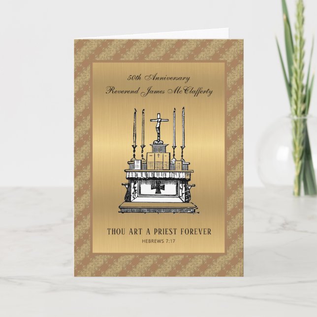Tarjeta Ordenanza de Aniversario del Sacerdote Católico Au (Anverso)