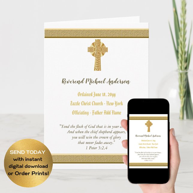 Tarjeta ORDINACIÓN personalizada Pastor Deacon Nun (Subido por el creador)
