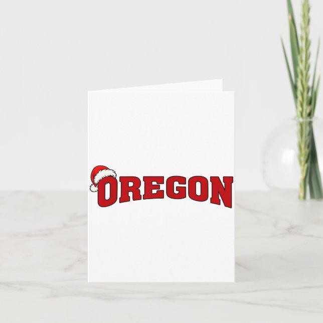 Tarjeta Oregon Christmas Santa Hat Retro Throwback Souveni (Anverso)