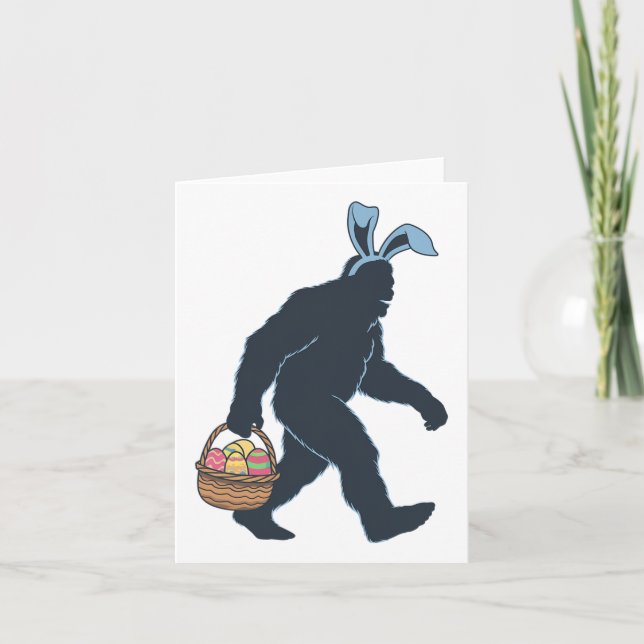 Tarjeta Orejas de conejito Sasquatch con cesta de huevos d (Anverso)