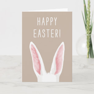 Tarjeta Orejas de conejo blancas minimalistas en Pascua fe