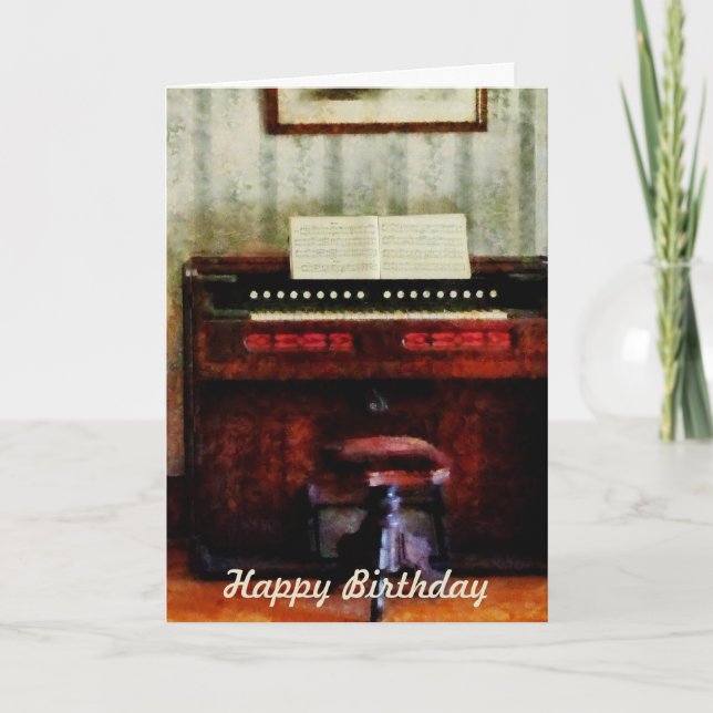 Tarjeta Orgán y Swival Stool - Cumpleaños (Anverso)