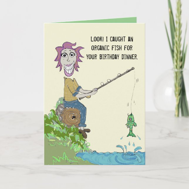 Tarjeta Organic Fish Dinner Birthday Card (Anverso)