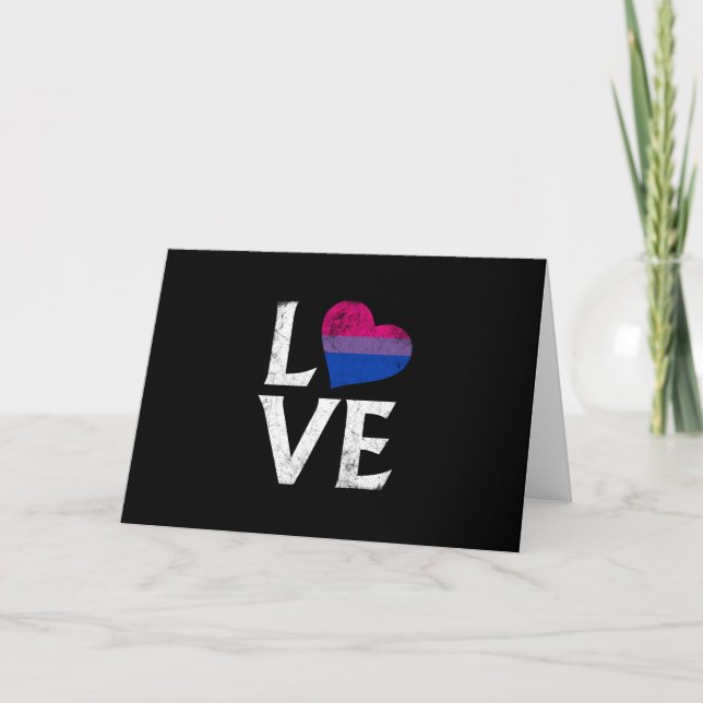 Tarjeta Orgullo bisexual apilado amor (Anverso)
