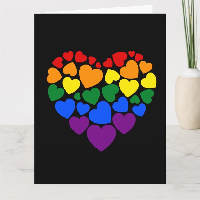 Tarjeta Orgullo - corazón de color arcoíris gay para el am (Anverso)