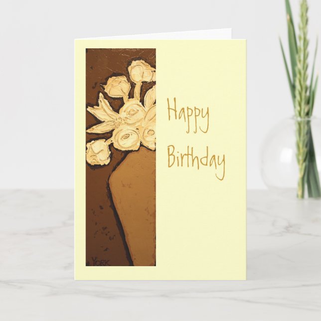 Tarjeta Orgullo de cumpleaños con flores cremosas (Anverso)