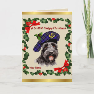 Tarjeta Orgullo de Escocia Perro Scottie Navidades Persona