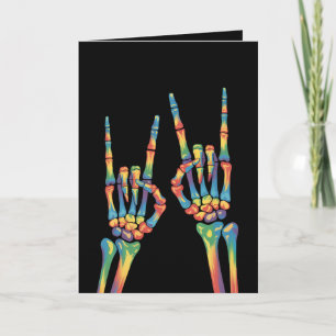 Tarjeta Orgullo de la mano del esqueleto Arcoiris LGBTQ Or
