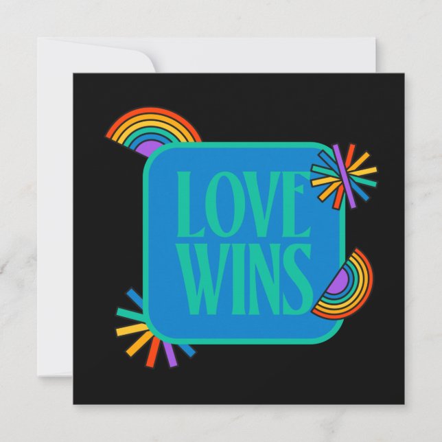 Tarjeta Orgullo- el amor gana. Gay rainbow lgbtq (Anverso)