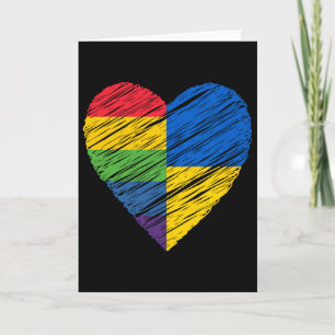 Tarjeta Orgullo gay de Ucrania LGBTQ Corazón para gays y l