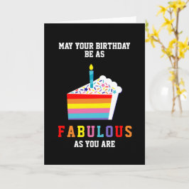 Tarjeta Orgullo Gay Fabulous Rainbow Birday Cake
