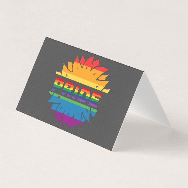 Tarjeta Orgullo gays lgbtq queer girasol arco iris (Anverso)