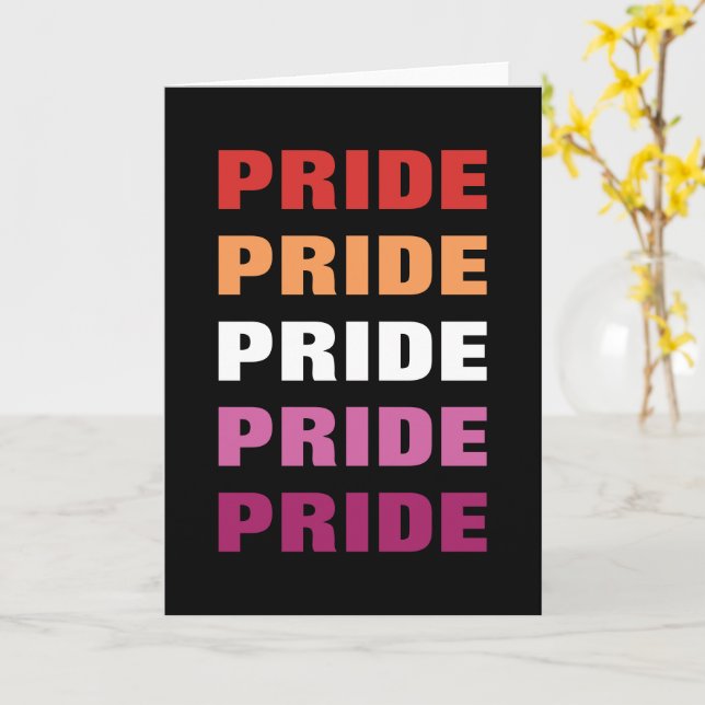 Tarjeta Orgullo lésbico LGBTQ Texto repetido personalizabl (flor amarilla)