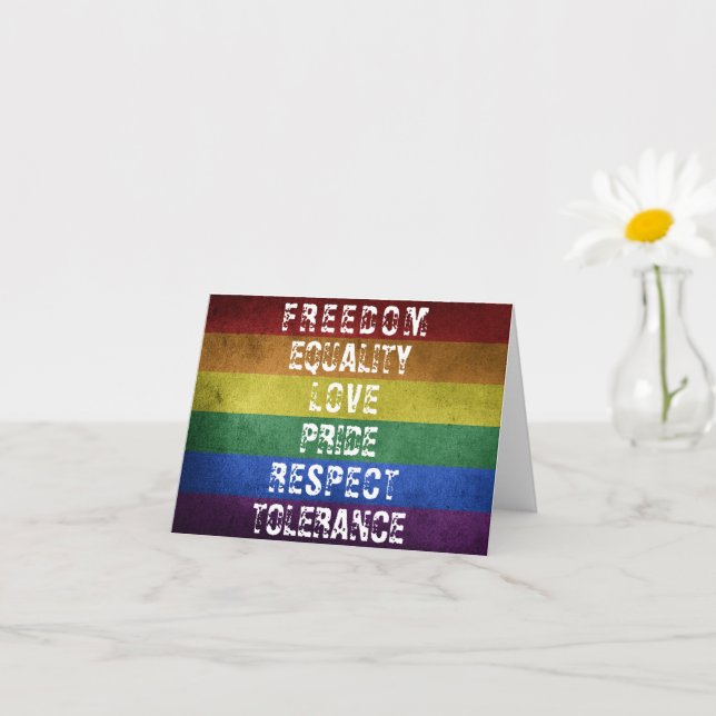 Tarjeta Orgullo LGBT Bandera moderna de rayas arco iris (Planta pequeña)