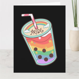 Tarjeta Orgullo LGBT+. Sacudida de amor arcoíris.  