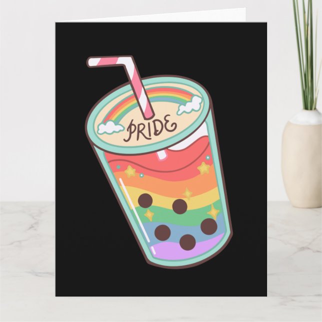 Tarjeta Orgullo LGBT+. Sacudida de amor arcoíris.   (Anverso)