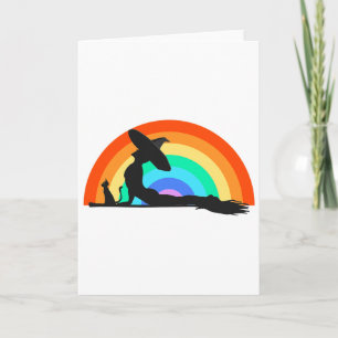 Tarjeta Orgullo Yoga Bruja Hippie Arcoíris Halloween LGBT