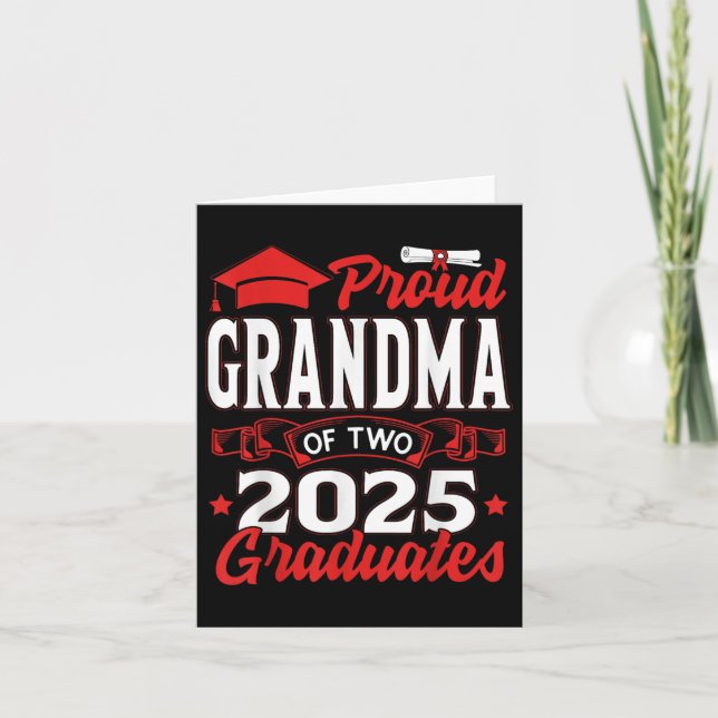 Tarjeta Orgullosa Abuela De Dos Graduados De 2025 Madre Cl (Anverso)