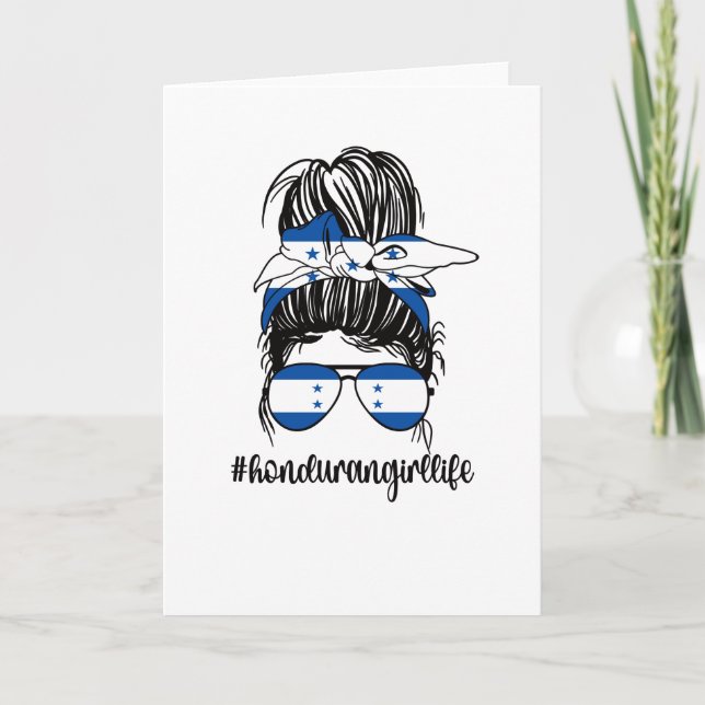 Tarjeta Orgullosa Chica hondureña Bandera raíces hondureña (Anverso)