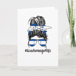 Tarjeta Orgullosa Chica hondureña Bandera raíces hondureña