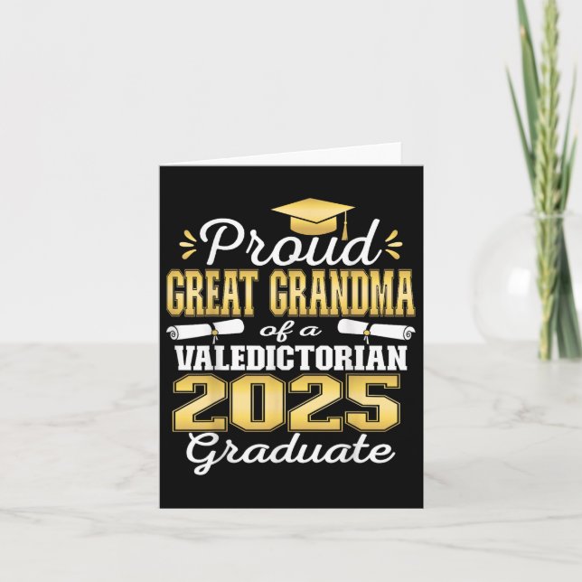 Tarjeta Orgullosa Gran Abuela De 2025 Graduada De Valedict (Anverso)