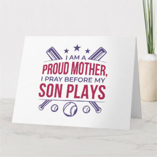 Tarjeta Orgullosa Madre De Béisbol Que Rezo Antes De Jugar