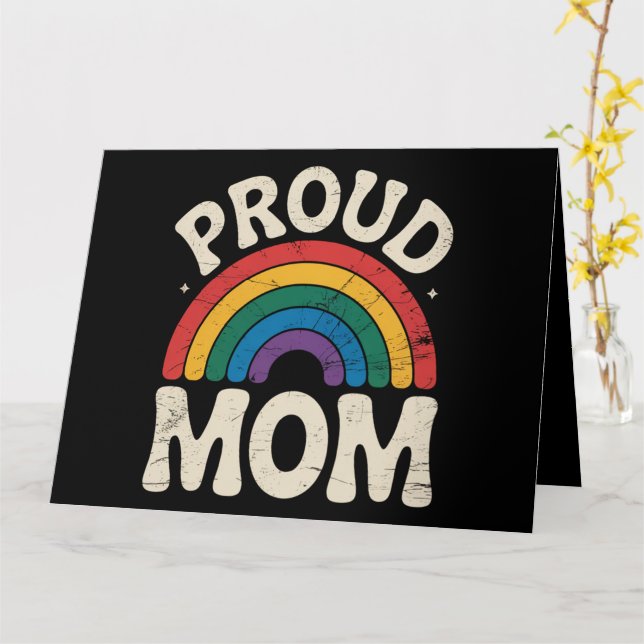 Tarjeta Orgullosa madre LGBTQ Día de la Madre Arcoíris Org (flor amarilla)