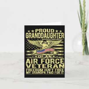 Tarjeta Orgullosa nieta del veterano de la fuerza aérea fr