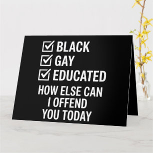 Tarjeta Orgulloso apoyo LGBTQ divertido negro gay