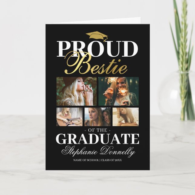 Tarjeta Orgulloso Bestie del graduado (Anverso)